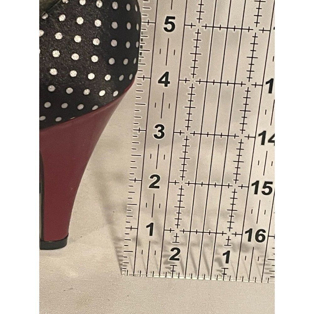Madden Girl Kiarra‎ Womens Shoes Size 7.5 Black Red Polka Bow Peeptoe Stiletto - Picture 12 of 14